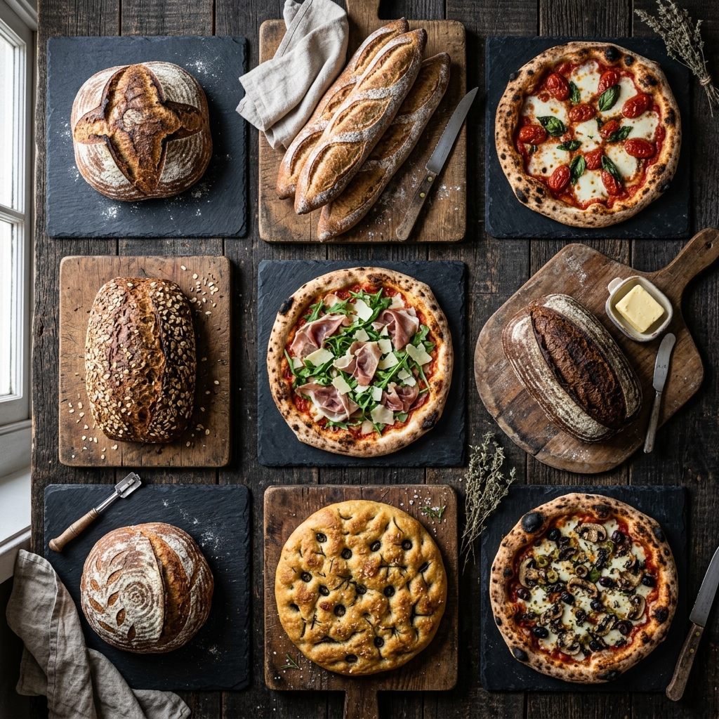 Sourdough breads and pizzas collection